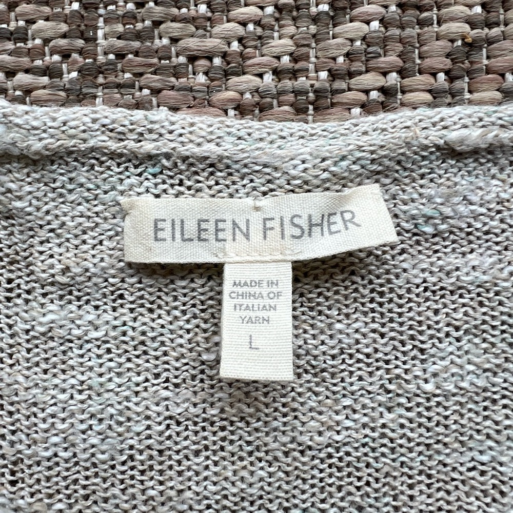 Eileen Fisher Beige Short Sleeve Organic Linen Knit Women's Sweater Size Large C - Picture 5 of 7